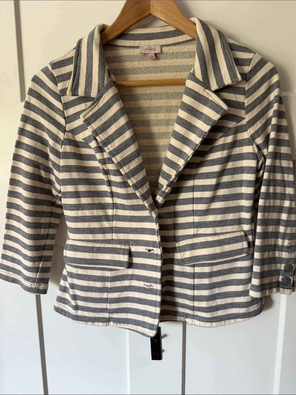 Pixley Striped Blazer Jacket - Gray & Cream